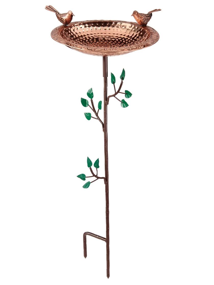 Pure Copper Bird Bath With Two Copper Birds And Tree Multipronged Garden Pole 4 Pure Copper Bird Bath With Two Copper Birds And Tree Multipronged Garden Pole - Image 4