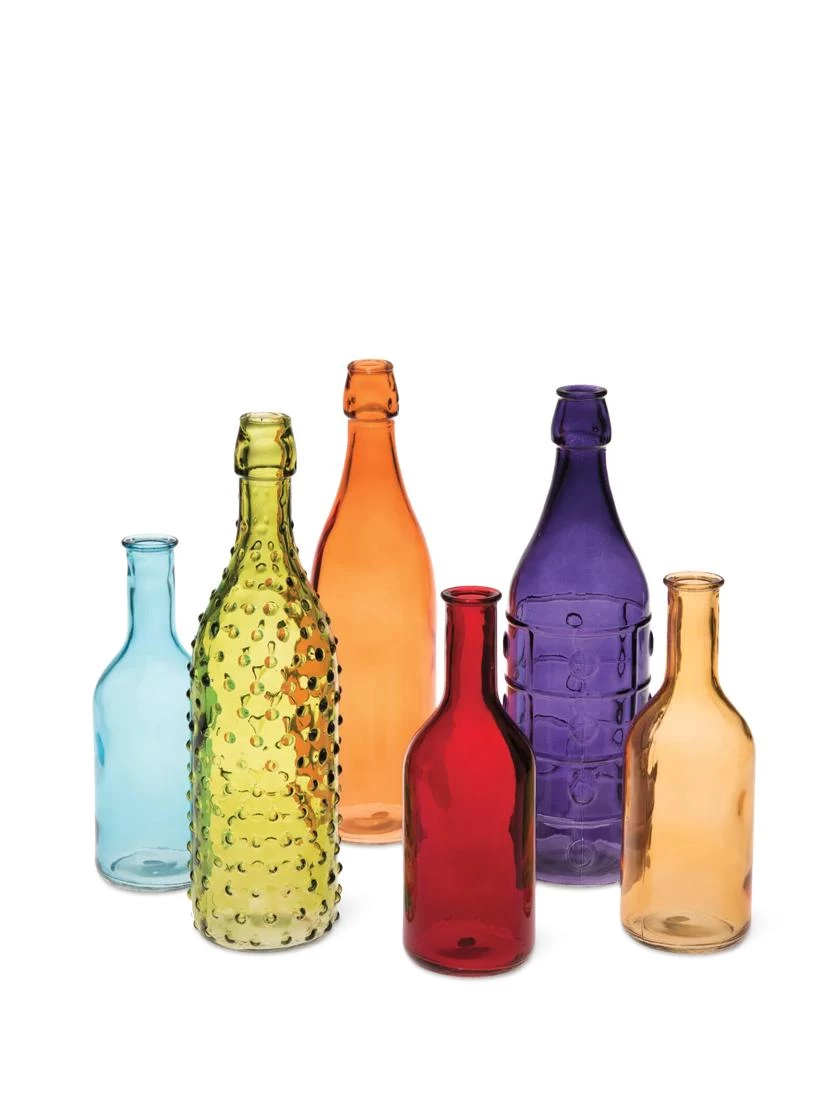 Colorful Bottles, Set Of 6 1 Colorful Bottles, Set Of 6