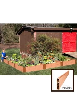 L-Shaped Composite Raised Bed, 12'x12' With 1" Boards