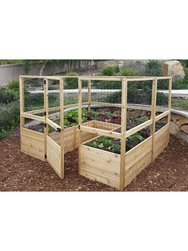 Garden In A Box Cedar Raised Bed With Deer Fence, 8' X 8' 1 Garden In A Box Cedar Raised Bed With Deer Fence, 8' X 8'