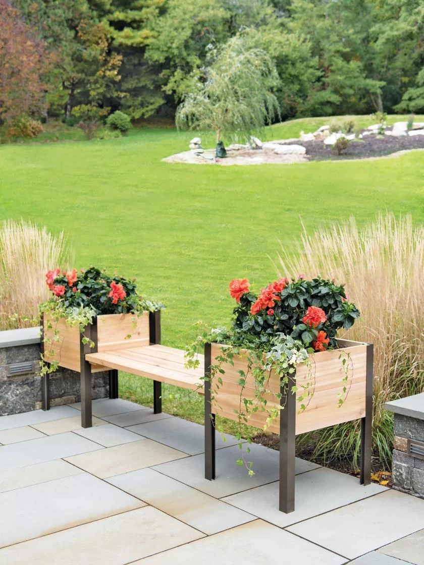 Elevated Cedar Planter Bench Kit, Natural, 90" 1 Elevated Cedar Planter Bench Kit, Natural, 90"