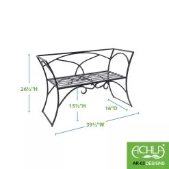 Achla Designs Wrought Iron Arbor Bench With Back 5 Achla Designs Wrought Iron Arbor Bench With Back -Green Haven Shop 8598749 03V tif