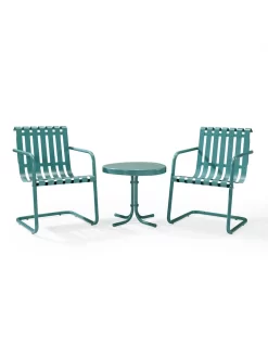 Crosley Gracie 3-Piece Metal Outdoor Seating Set -Green Haven Shop 8599631 01v crosley gracie 3 piece metal outdoor seating set blue