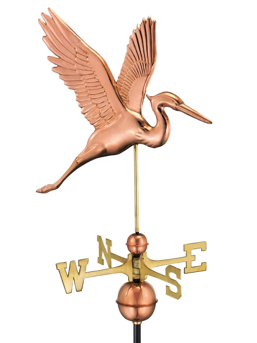 Graceful Blue Heron Copper Weathervane 2 Graceful Blue Heron Copper Weathervane - Image 2