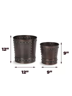 Riveted Planters, Set Of 2 15 Riveted Planters, Set Of 2 -Green Haven Shop 8610032 03v