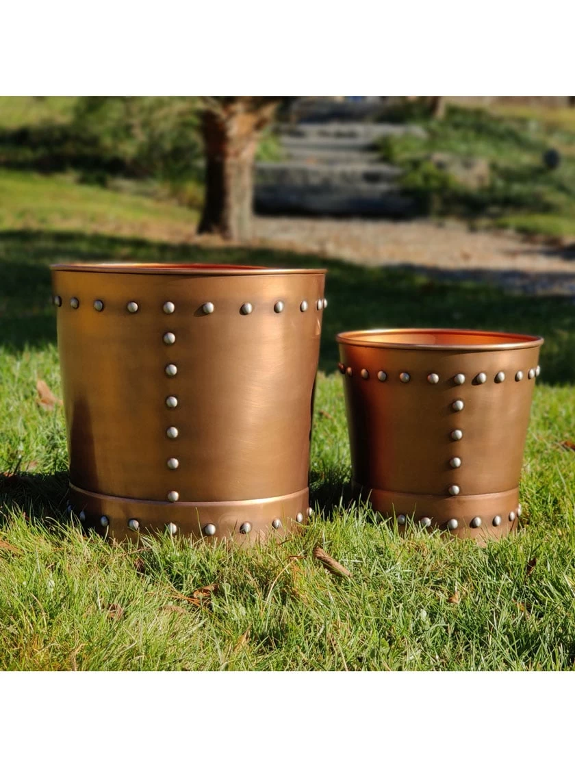Riveted Planters, Set Of 2 4 Riveted Planters, Set Of 2 - Image 4