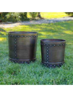 Riveted Planters, Set Of 2 10 Riveted Planters, Set Of 2 -Green Haven Shop 8610081 01v