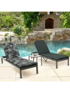 Outdoor Decor™ Chaise Lounge Cushions, 22" X 73" -Green Haven Shop 8611127 104v bkf outdoor chaise lounge cushion 22x73 black flowers