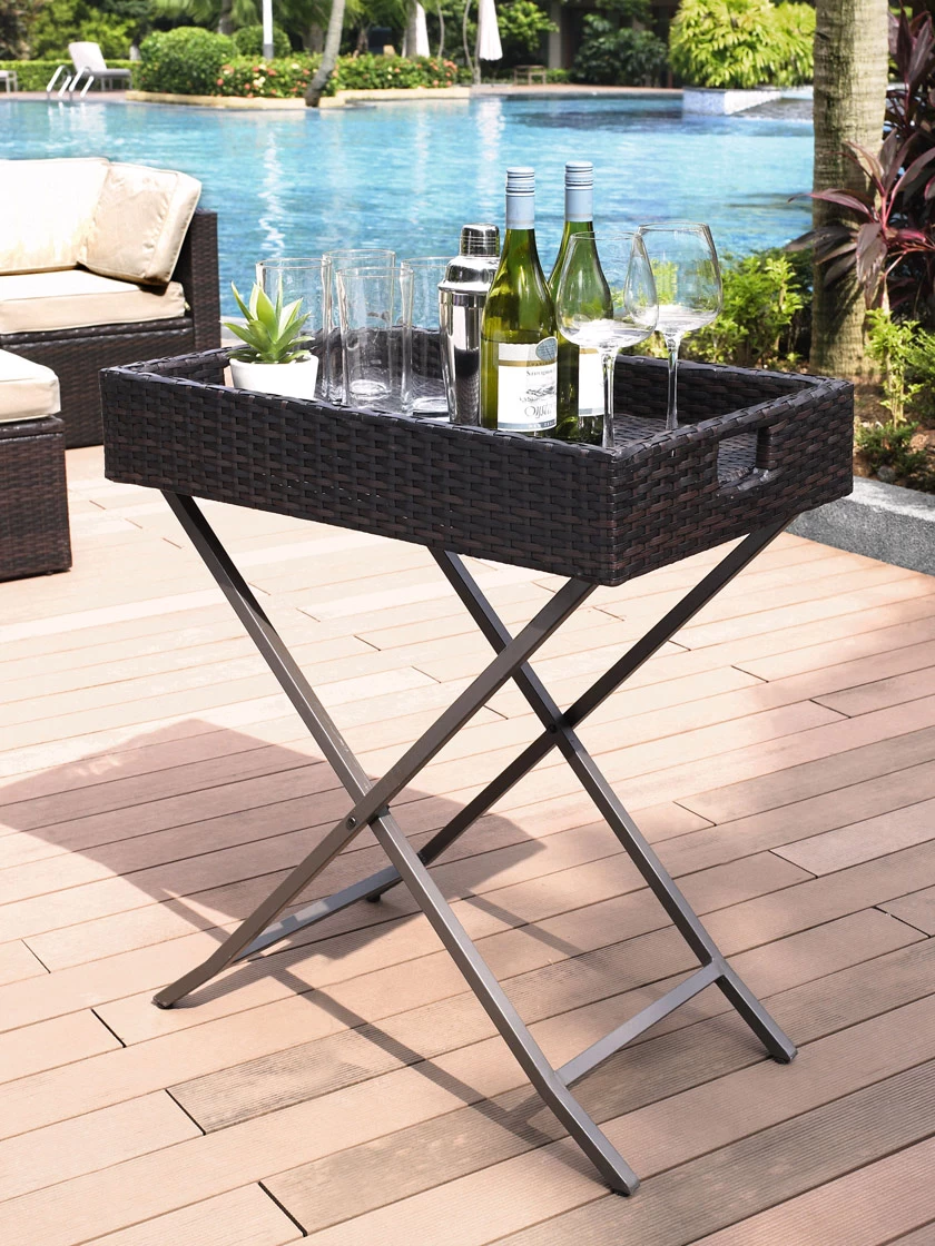 Crosley Palm Harbor Outdoor Wicker Butler Tray 1 Crosley Palm Harbor Outdoor Wicker Butler Tray