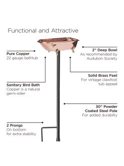 Copper Bathtub Birdbath -Green Haven Shop 8612202 06v