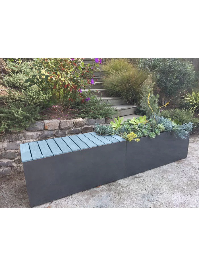 Nice Aluminum Trough Planters With Bench Top, 20"x46"x40" High 1 Nice Aluminum Trough Planters With Bench Top, 20"x46"x40" High