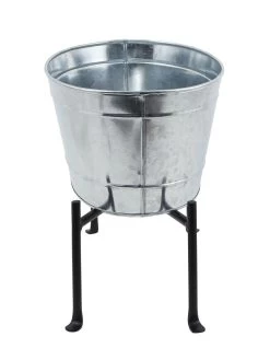 Achla Designs Mini Oval Galvanized Tub With Folding Stand 8 Achla Designs Mini Oval Galvanized Tub With Folding Stand -Green Haven Shop 8612906 05v