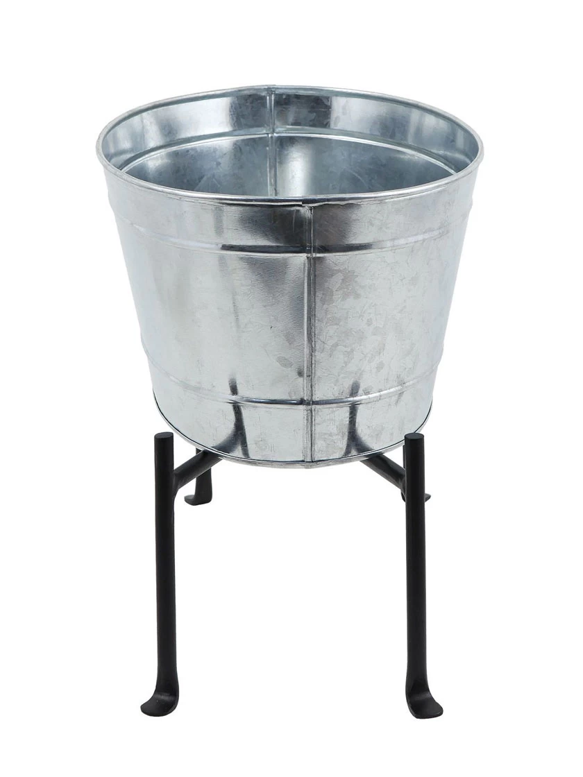 Achla Designs Mini Oval Galvanized Tub With Folding Stand 4 Achla Designs Mini Oval Galvanized Tub With Folding Stand - Image 4
