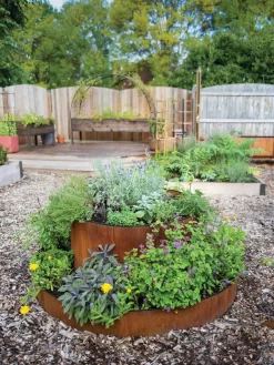 Birdies™ Corten Steel Round Raised Bed, Large, Low -Green Haven Shop 8613287 0013 birdies corten steel tiered round raised bed kit tall